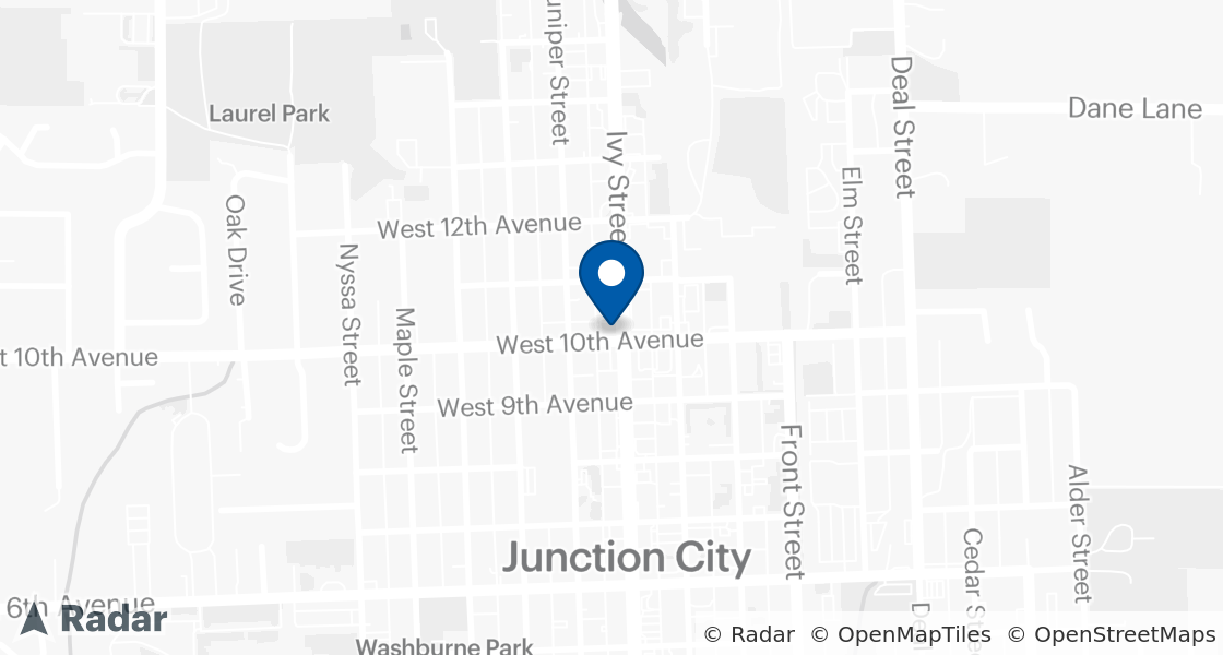 Map of Dairy Queen Location:: 1025 Ivy St, Junction City, OR, 97448-1930